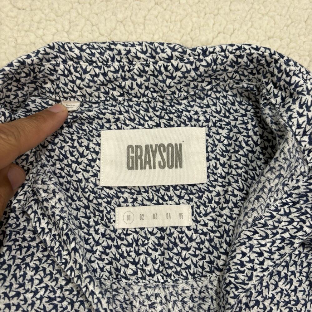 GRAYSON‎ by Frank & Eileen Size 1 XS THE HERO Linen Birds Button Up Shirt Blouse - Picture 2 of 6